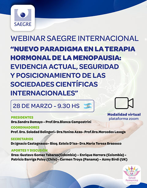 Webinar SAEGRE Internacional - Nuevo paradigma en la terapia hormonal de la menopausia